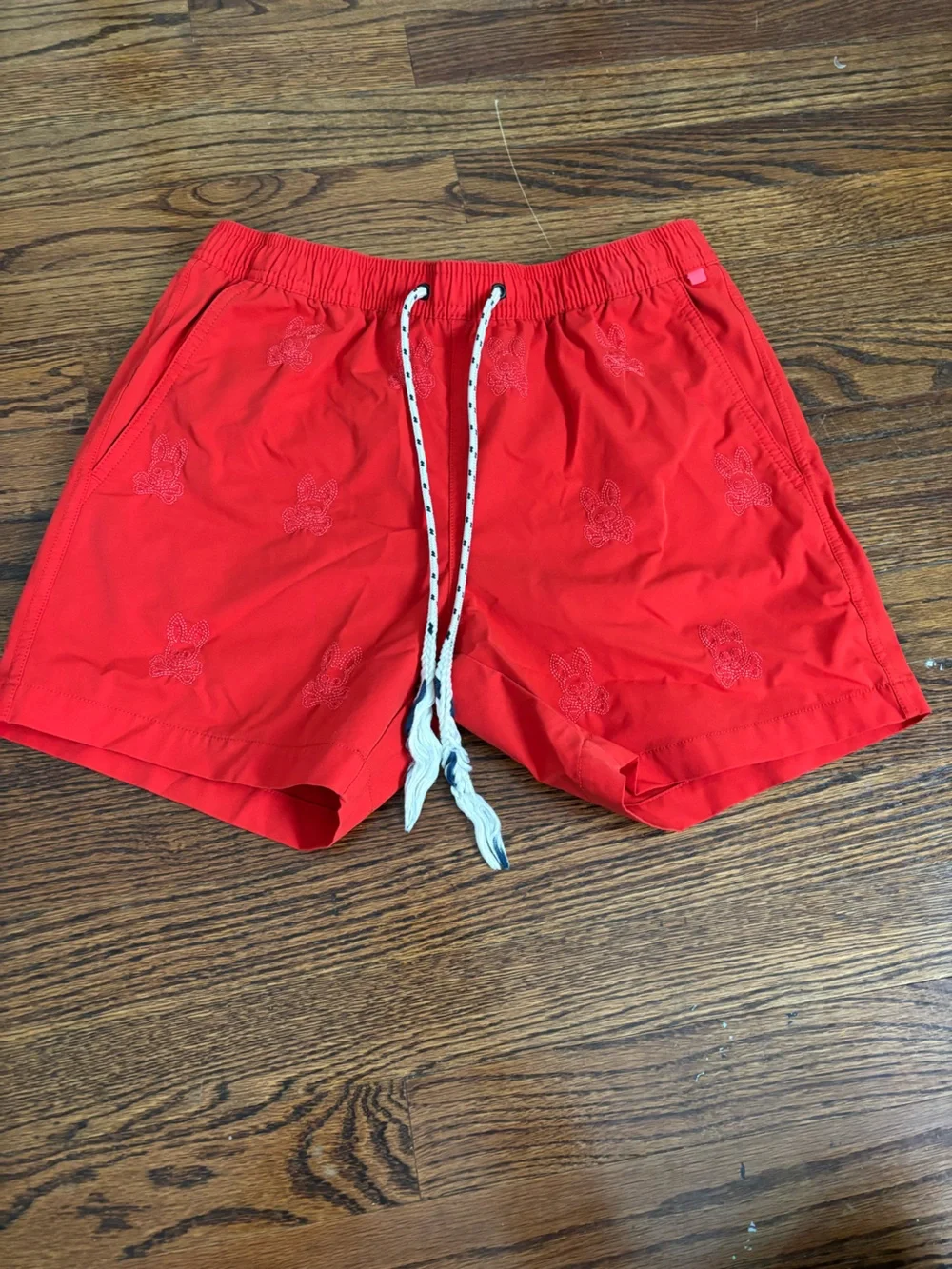 Psycho Bunny Men's Red Swim Trunks with  Drawstring Size XS